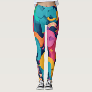 Elephant Rainbow Colorful Personalized Pattern Leggings