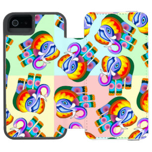 Elephant Rainbow Colours Patchwork Incipio Watson™ iPhone 5 Wallet Case