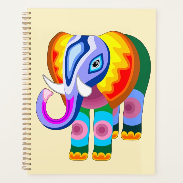 Elephant Rainbow Colours Patchwork Planner (Front)