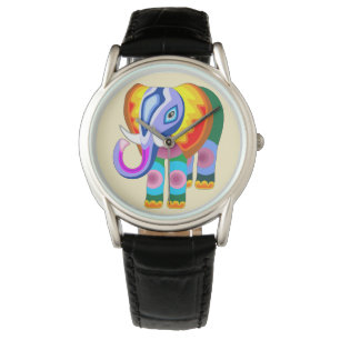 Elephant Rainbow Colours Patchwork Watch