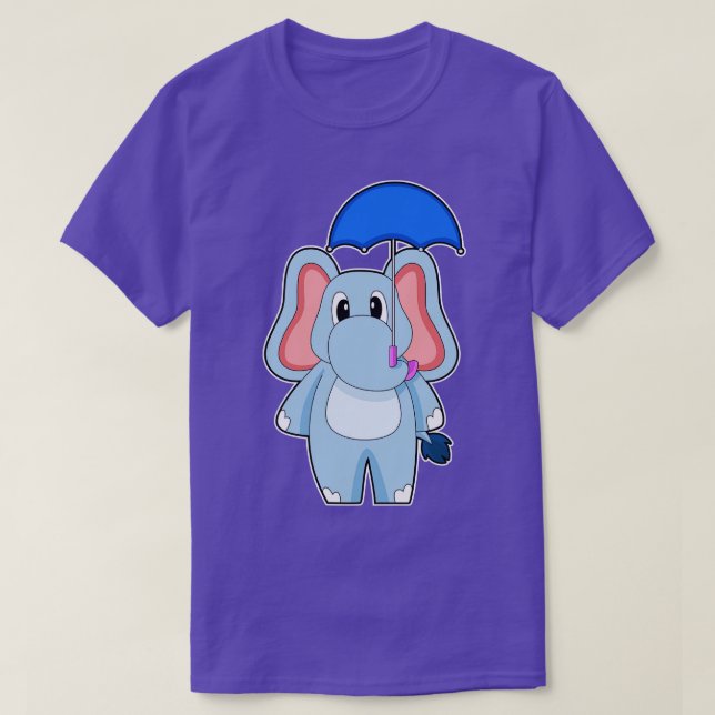 Elephant Raining Umbrella T-Shirt (Design Front)