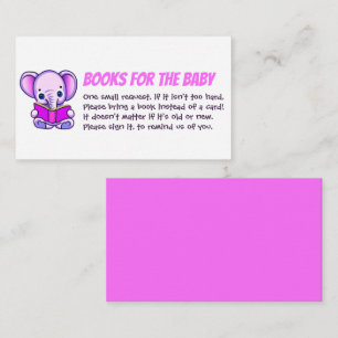 Elephant Reading Books for the Baby Shower Girl  Enclosure Card