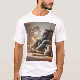  "Elephant Relaxing on a Sofa Reading a Book Desig T-Shirt