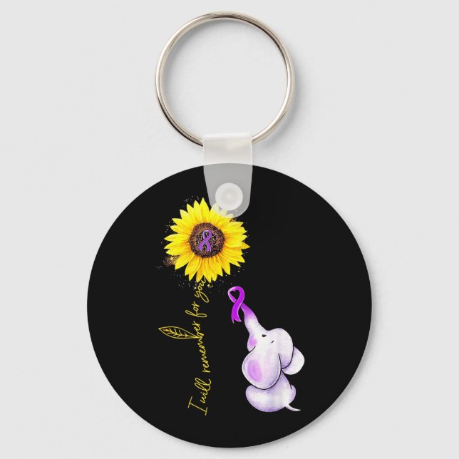 Elephant Remember for Sunflower Alzheimer Key Ring (Front)