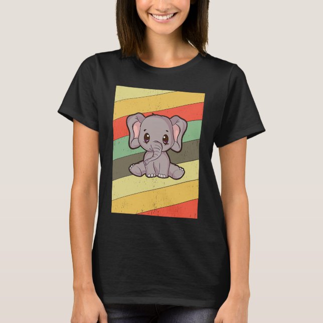 Elephant Retro Vintage Zoo Animal Zookeeper T-Shirt (Front)