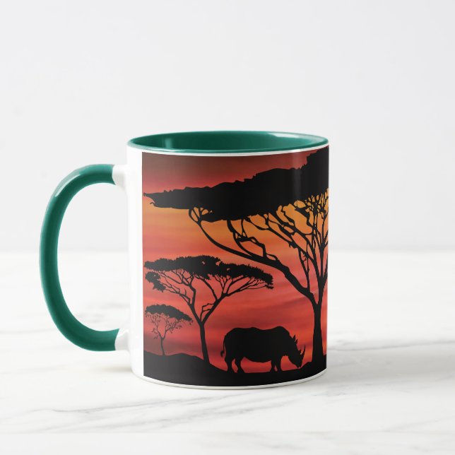 Elephant, Rhinoceros and Giraffe in the Serengeti Mug (Left)