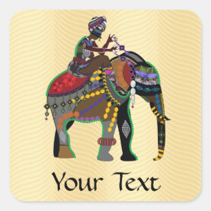 Elephant Rider Square Sticker