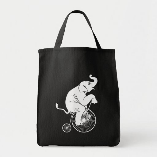 Image of Elephant Riding a Bike Tote Bag