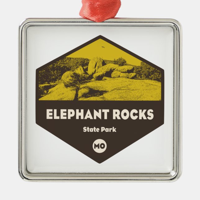 Elephant Rocks State Park Missouri Metal Tree Decoration (Front)
