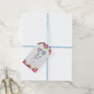 Elephant Roses Gender Reveal Thank You Gift Tags