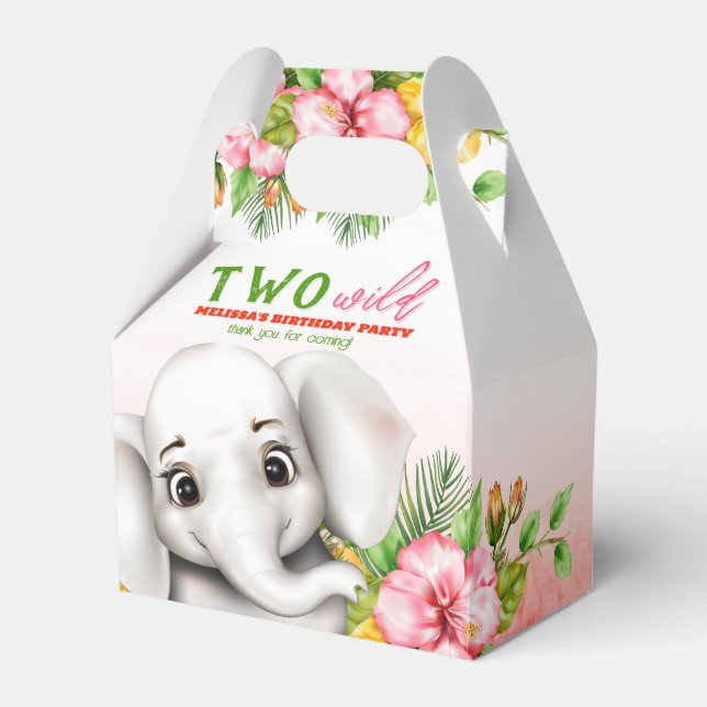 Elephant Safari 2nd Birthday Favour Boxes (Front Side)