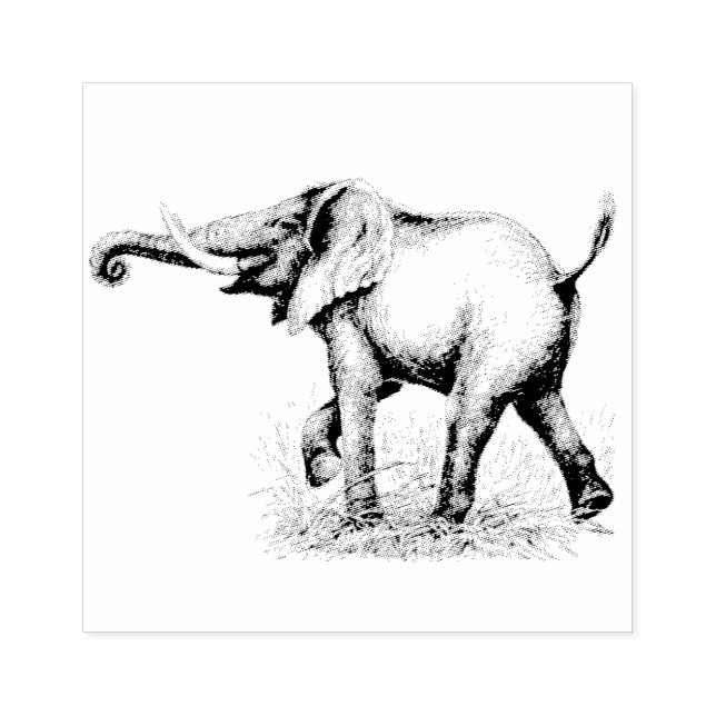 Elephant Safari Animals Rubber Stamp (Imprint)