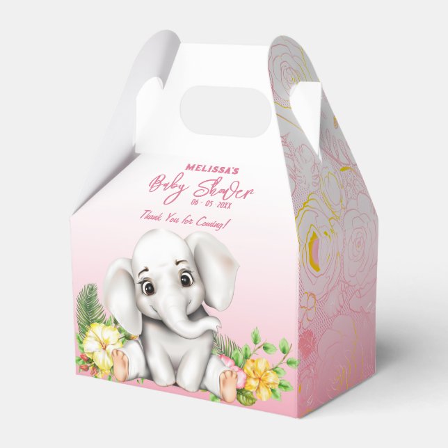 Elephant Safari Baby Shower Favour Box (Front Side)