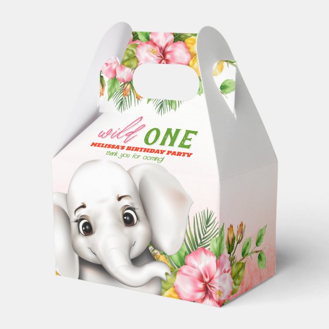 Elephant Safari Birthday Favour Boxes (Front Side)