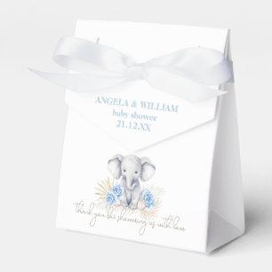Elephant Safari Boho Blue Thanks Baby Shower Favour Box