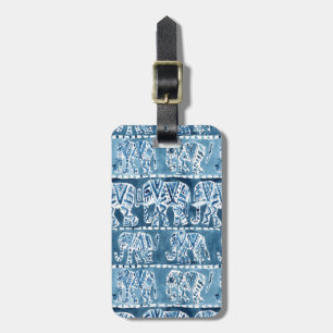 ELEPHANT SAFARI Boho Tribal Indigo CUSTOMIZABLE Luggage Tag