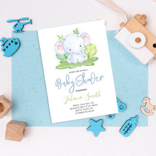 Elephant Safari Boy Baby Shower Invitation