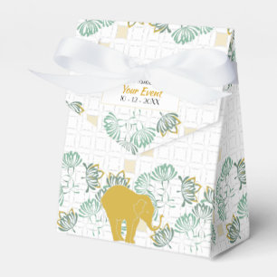 Elephant Safari Floral Green Gold   Baby Shower Favour Box