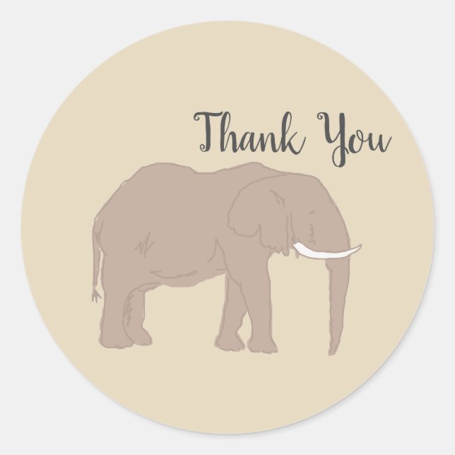 Elephant Safari Party Thank You Stickers (Front)