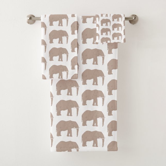 Elephant Safari Pattern Bath Towel Set (Insitu)