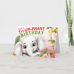Elephant Safari Tropical Jungle Funny Birthday Card