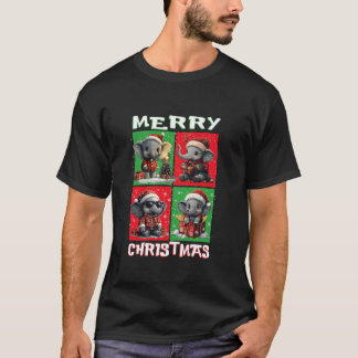 Elephant Santa Animals Lover Merry Christmas Tree  T-Shirt