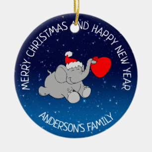 Elephant Santa Ceramic Tree Decoration