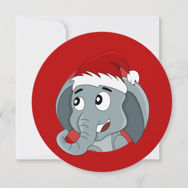 Elephant Santa Christmas Party print invitation (Front)