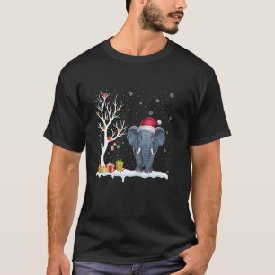 Elephant Santa Hat Festive Tree Light Christmas Pa T-Shirt