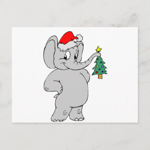 Elephant (Santa Hat) Holiday Postcard