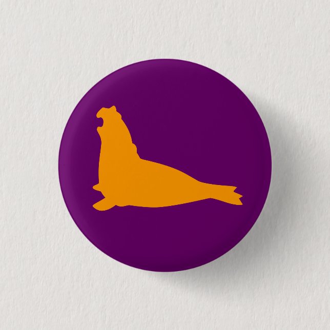 Elephant Seal Button Gold Purple (Front)