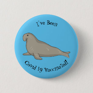 Elephant seal cartoon illustration 6 cm round badge