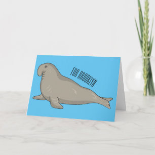 Elephant seal cartoon illustration card