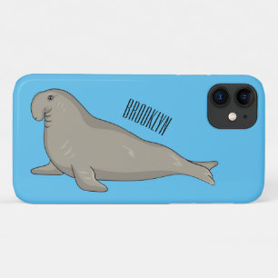 Elephant seal cartoon illustration  iPhone 11 case