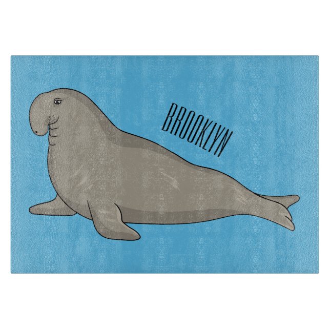 Elephant seal cartoon illustration  cutting board (Front)