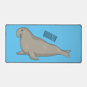 Elephant seal cartoon illustration desk mat