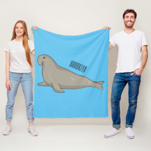Elephant seal cartoon illustration  fleece blanket