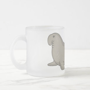 Elephant seal cartoon illustration frosted glass coffee mug