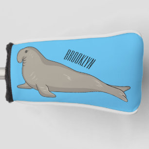 Elephant seal cartoon illustration golf head cover