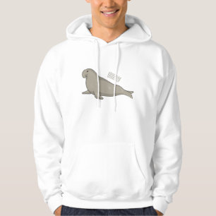 Elephant seal cartoon illustration hoodie