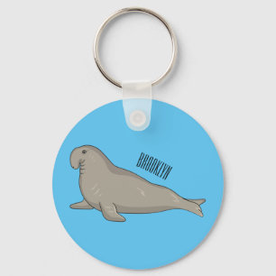 Elephant seal cartoon illustration key ring