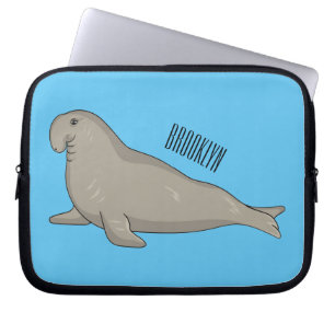 Elephant seal cartoon illustration laptop sleeve