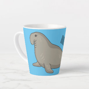 Elephant seal cartoon illustration  latte mug