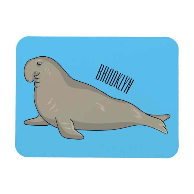 Elephant seal cartoon illustration magnet (Horizontal)