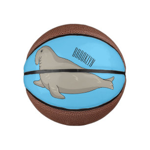 Elephant seal cartoon illustration mini basketball