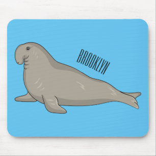Elephant seal cartoon illustration mouse mat