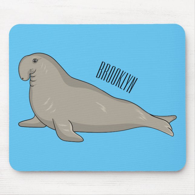 Elephant seal cartoon illustration mouse mat (Front)