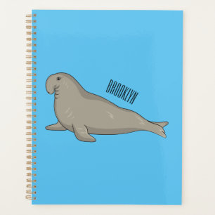 Elephant seal cartoon illustration planner