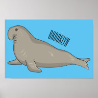 Elephant seal cartoon illustration 