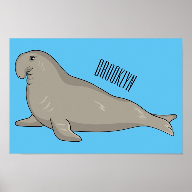 Elephant seal cartoon illustration  poster (Front)